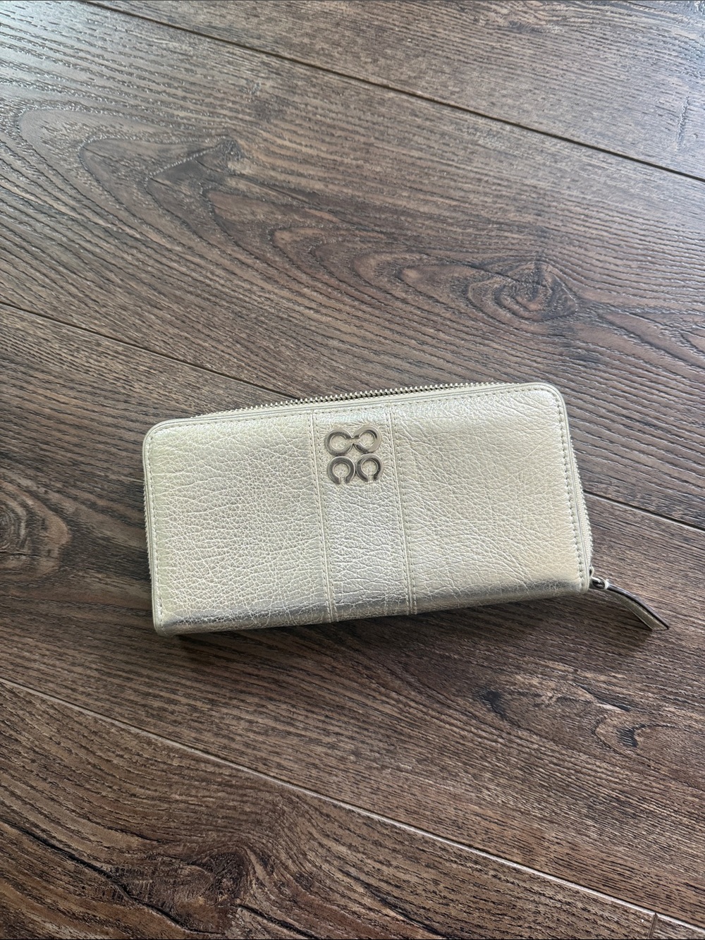Coach Authentic Metallic Gold Zip-Around Wallet with Silver Logo Accent - Picture 14 of 14